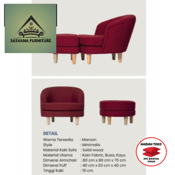 (FREE BANTAL TIDUR) Sofa Ginny 1 Seater harmony living  CIREBON SASVANA FURNITURE