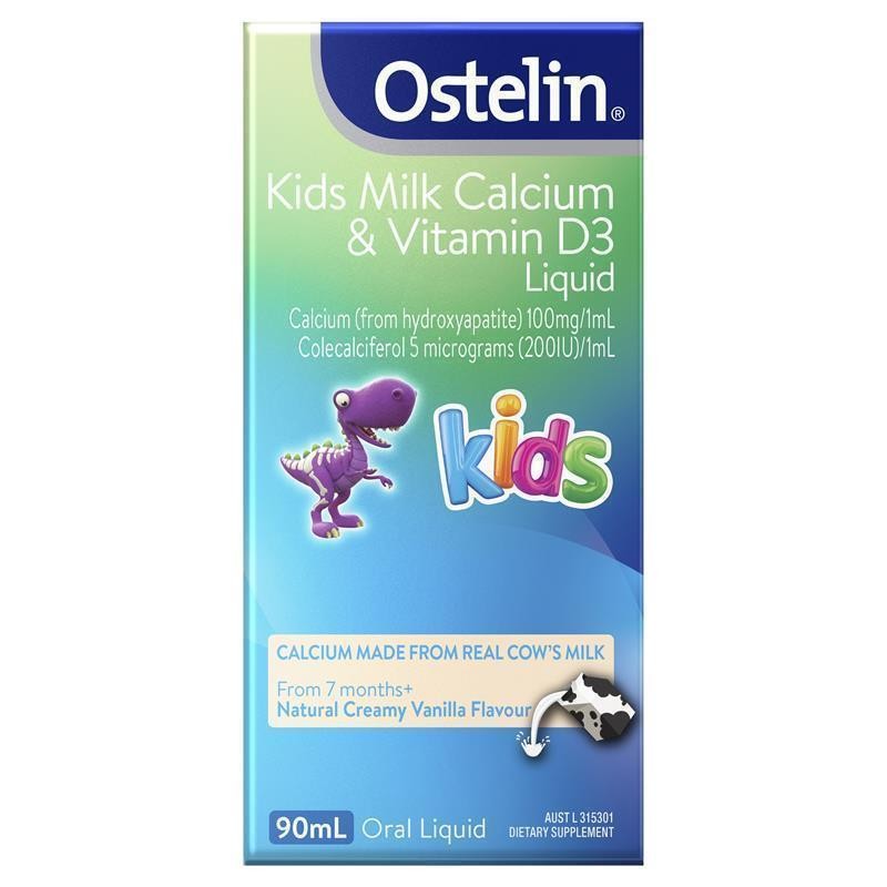 Ostelin Kids Milk Calcium & Vitamin D3 Liquid Kalsium & Vitamin D3 Cair untuk Tumbuh Kembang Optimal
