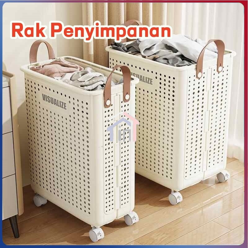 【COD】Rak Penyimpanan Mainan /Keranjang Laundry Baju Kotor Serbaguna Kuat Kokoh Dengan Roda