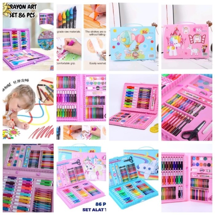 CRAYON SET 86PCS ALAT MENGGAMBAR MEWARNAI