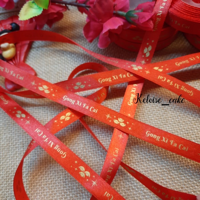 

PITA CNY/IMLEK/SINCIA/CHINESE NEW YEAR SATIN MERAH LEBAR 1 CM
