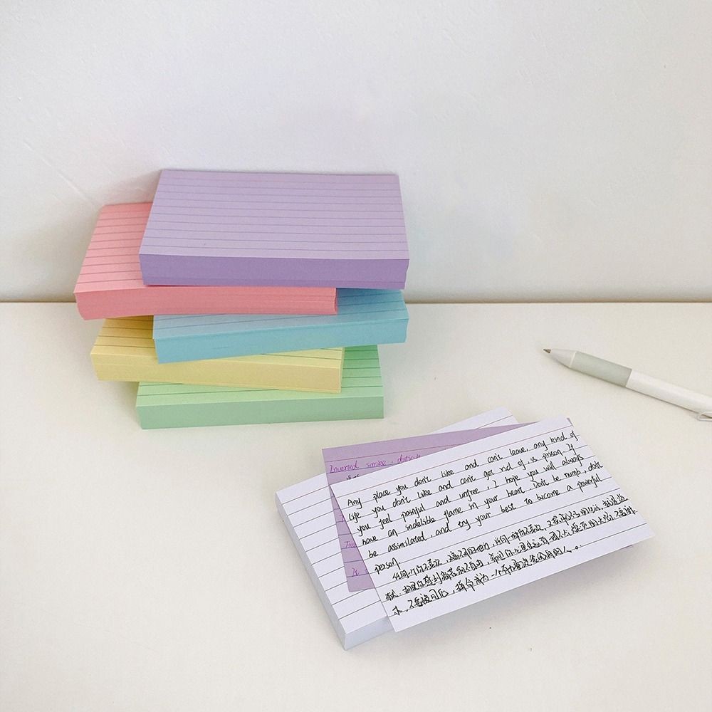 

50 Sheets Colored Index Cards Portable Horizontal Line Notepad Colorful Learning Flashcards DIY Memo Pads Creative Pocket Paper