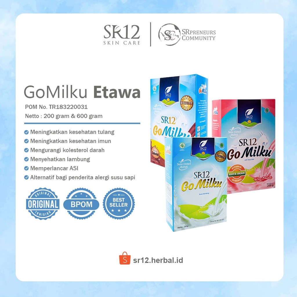 

Susu Gomilku Etawa SR12 Herbal - Susu Bubuk Kambing Premium Enak - Booster Asi - Tidak Bau Prengus