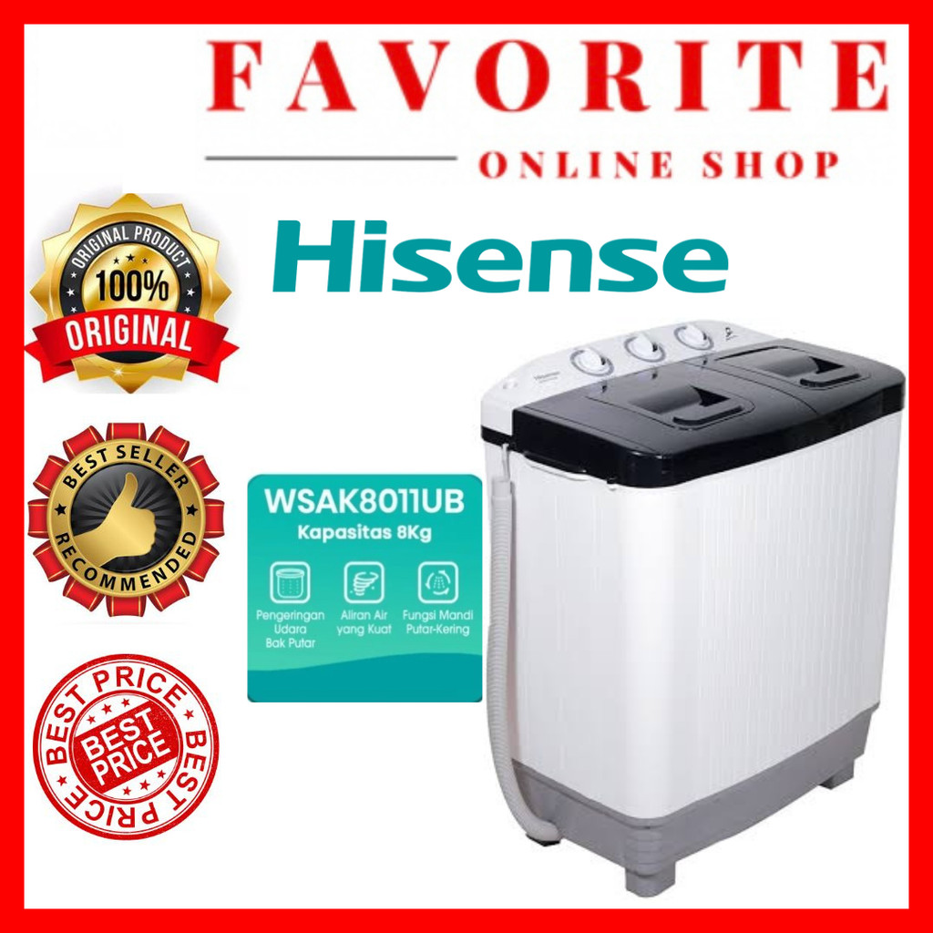 MESIN CUCI HISENSE 8 KG HISENSE MESIN CUCI 2 TABUNG WSAK8011UB HISENSE 8011