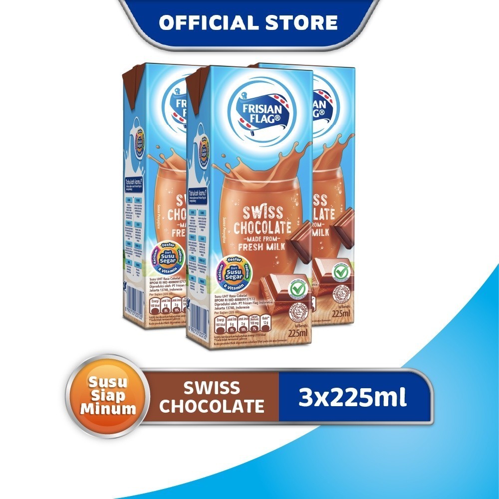 

Frisian Flag Susu UHT Swiss Chocolate 3 x 225 ml - AMR