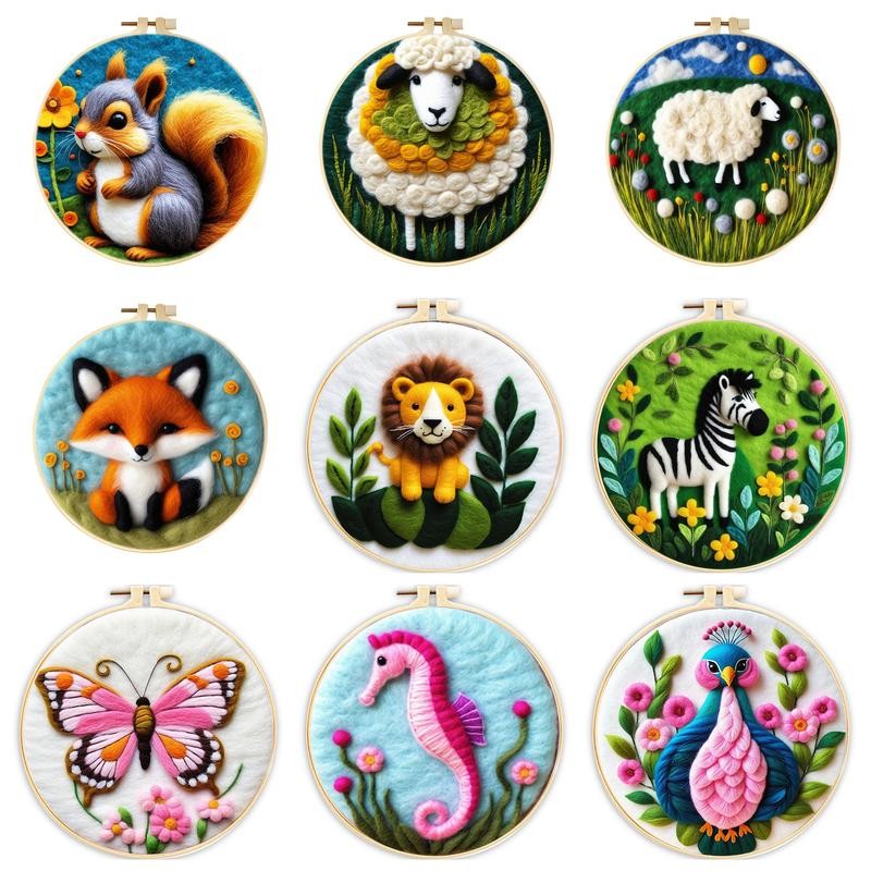 

RUOPOTY Squirrel Pattern Diy Needle Felting Painting Kit With Tools Handmade Wool Felt Craft Set For Beginners Creative Gift For