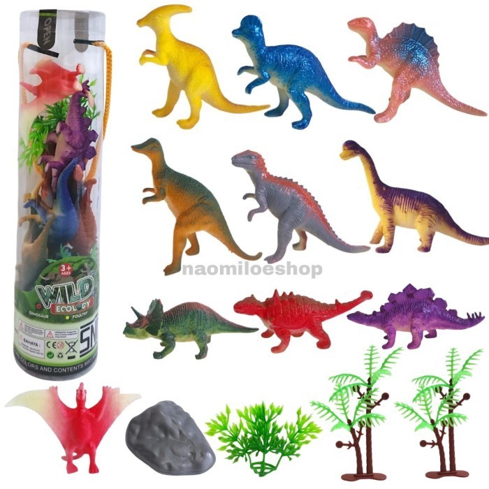 WILD ECOLOGY mainan hewan tabung mika 10pc mainan figurin hewan MAINAN ANIMAL dinosaurus tabung MAIN
