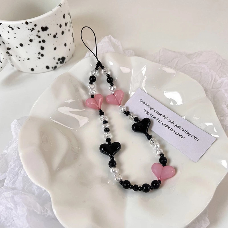 UCASE Lanyard Handphone INS Korea Fashion Transparan Simple  biack  love white Bow Bracelet For All 