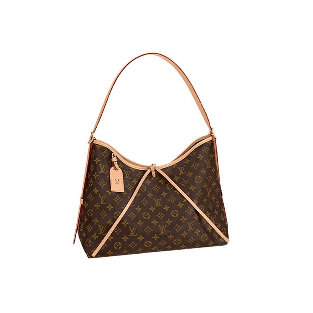 European direct mail LV/Louis Vuitton Carry All women's brown old flower canvas and cowhide shoulder