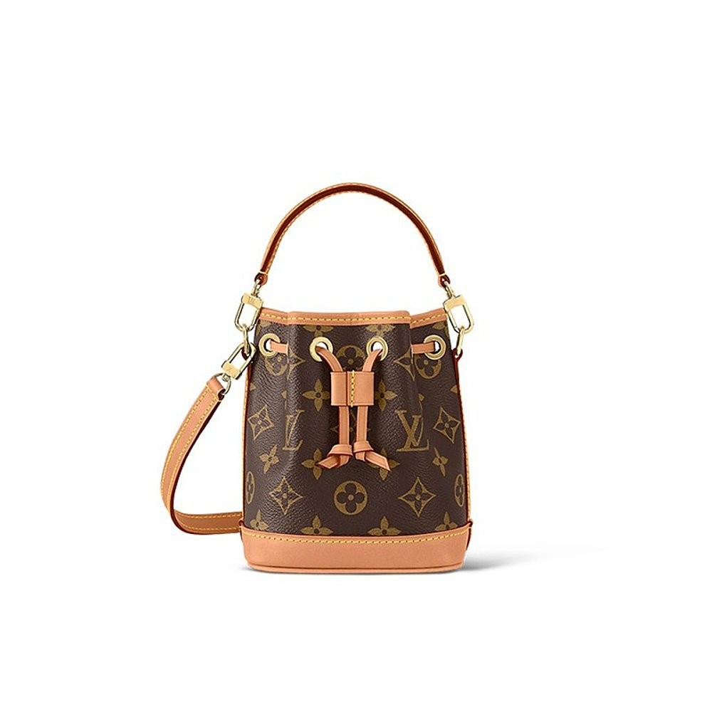 European direct mail LV/Louis Vuitton women's brown drawstring design NANO NOÉ crossbody handbag buc