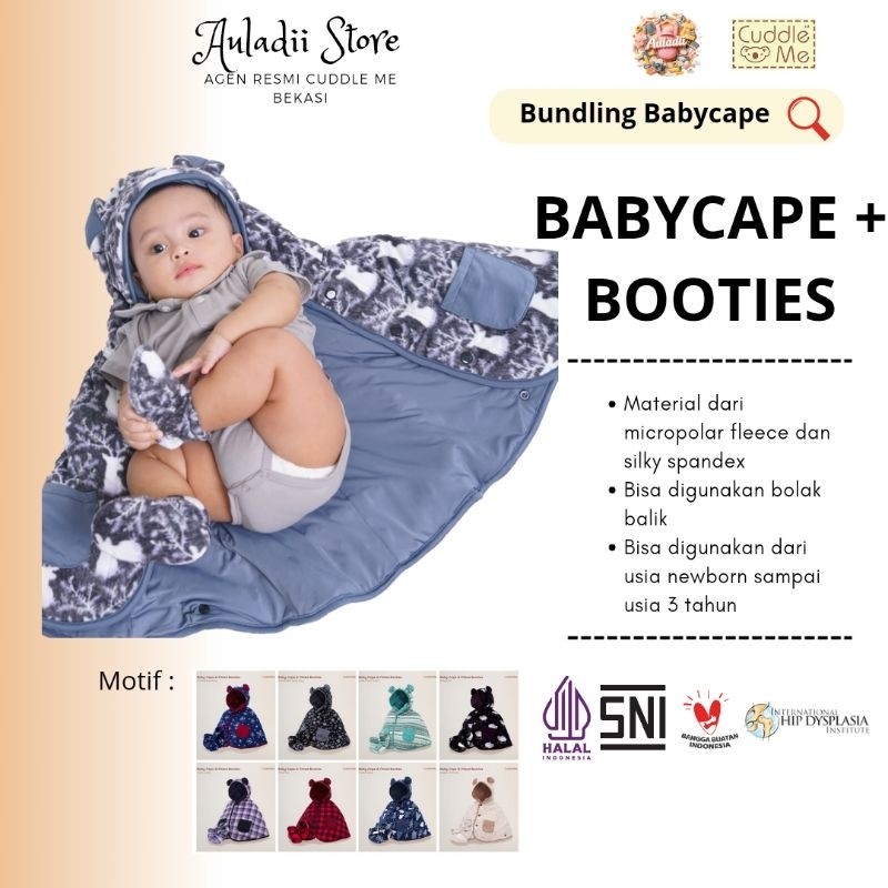 Paket Hemat Babycape + Fitted Booties Cuddle Me Jaket bayi + sepatu boots