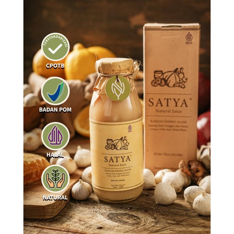 

Satya Natural Juice (Jus Bawang Putih Tunggal, Jahe Merah, Madu Hutan, Cuka Apel, Lemon)