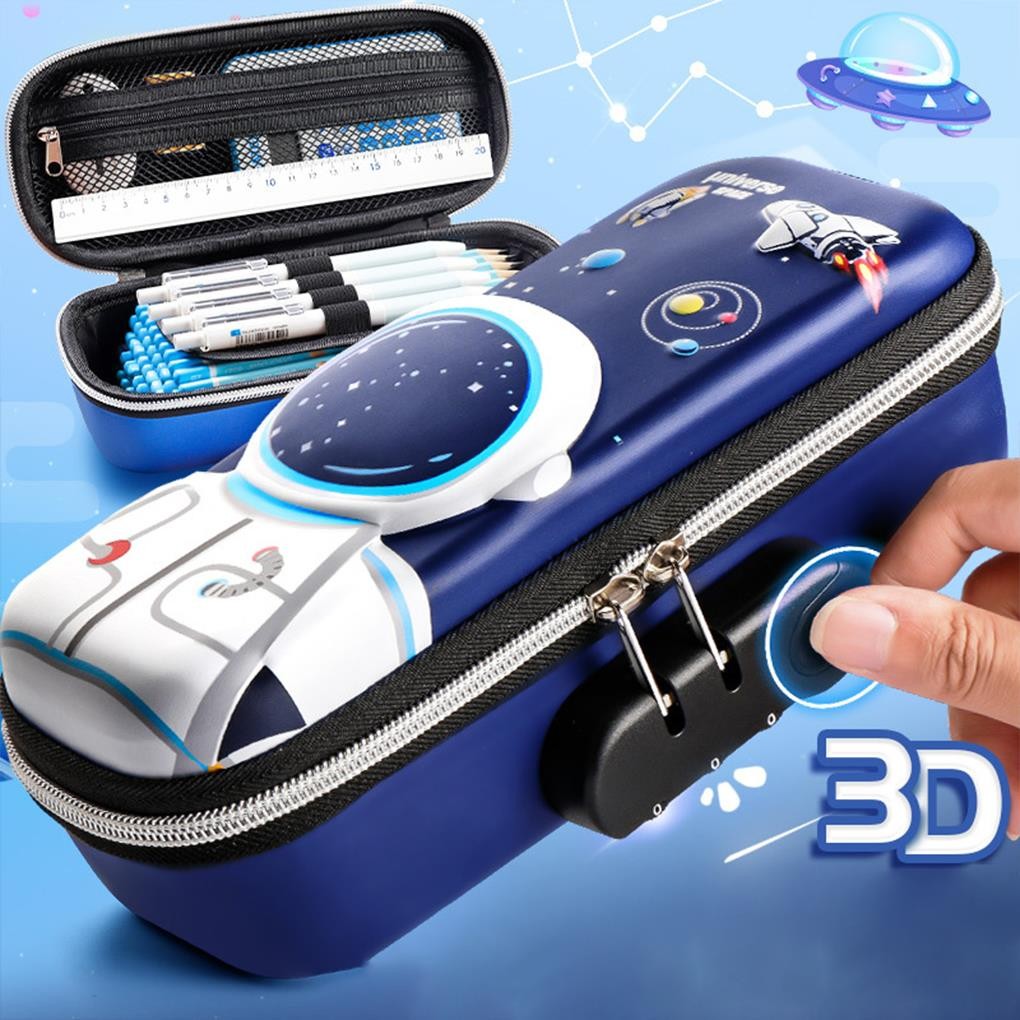 

3D Pencil Case with Password lock fiber Large Capacity Waterproof Light Pencil Box for Student School Supply Stationery bag