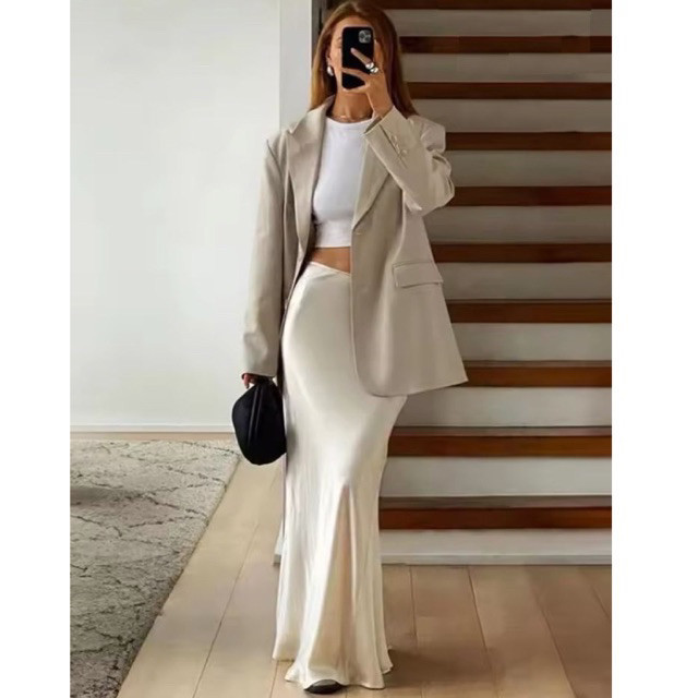 Honey - Rok Satin Panjang - Satin Long Skirt - Rok Satin Panjang -Rok Satin silk premium