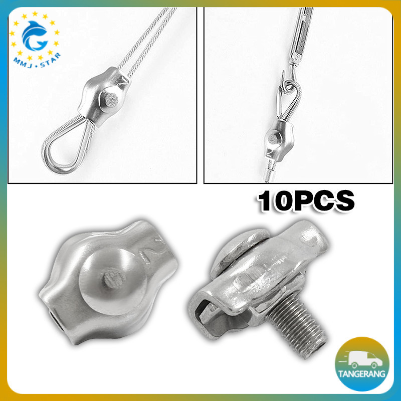 10pcs Pengait Kawat Seling Stainless Penjepit Seling Wire Rope Clip Baja Kabel Seling Sling M2