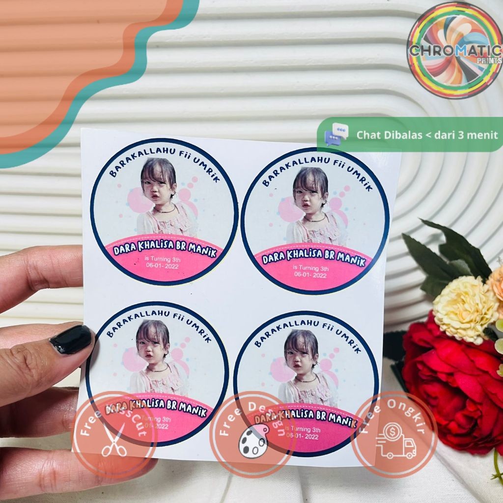 

chromatic 5-8 Print Stiker Vinyl Ulang Tahun Anak Sticker Label Undangan Happy Birthday Uk.Sedang