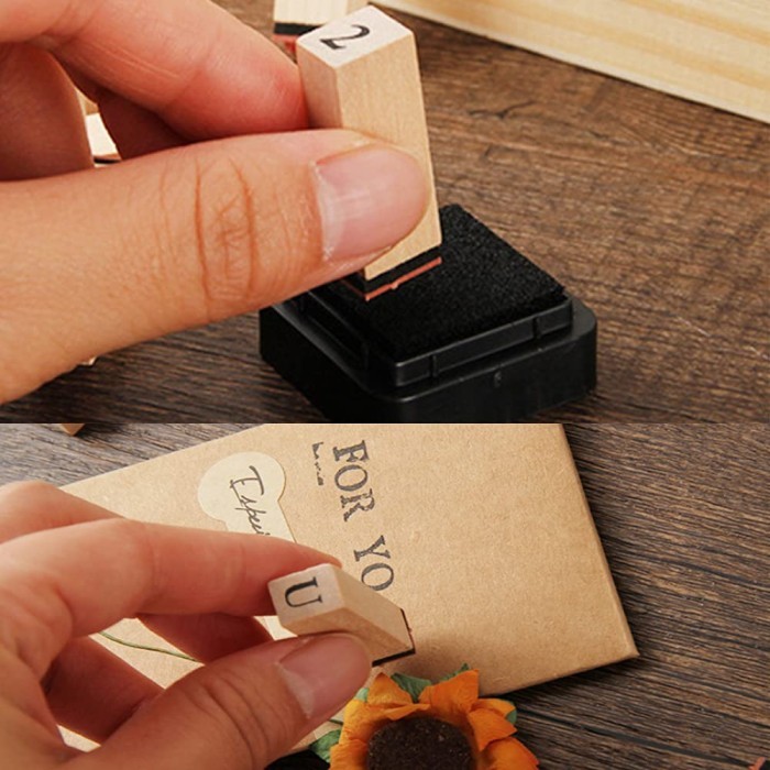 

LARIS -Alphabet Stamp Set Stempel Huruf Alfabet Stempel Cap Kayu Karet - B