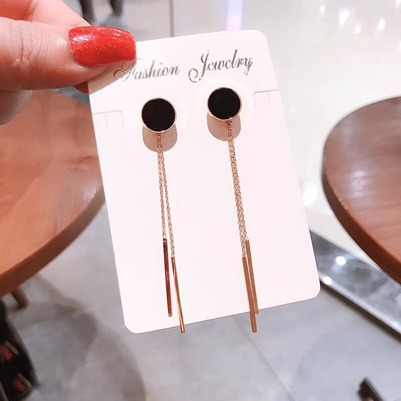 anting tindik/tusuk titanium fashion bulatan hitam jurai 2 - Staycool shop