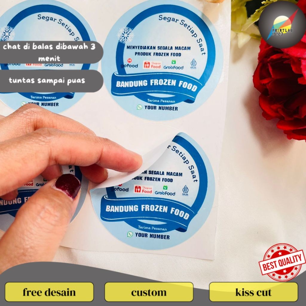 

PrintLab 9-15 Sticker Label Kemasan Vinyl Stiker Makanan Anti Air Beku Frozen Food Free Desain Logo