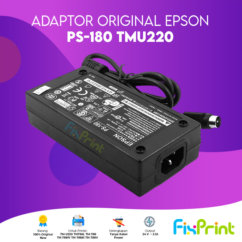 FixPrint Adaptor PSU Printer Epson TMU220 PS-180 PS180 Power Supply U220 T88 T88IV T88III T88V Konek