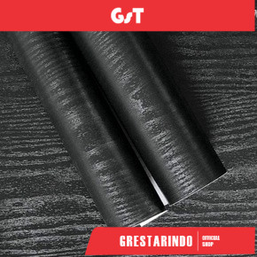 Wallpaper Dinding Kayu Serat Hitam Polos 8 s/d 10meter X 45cm