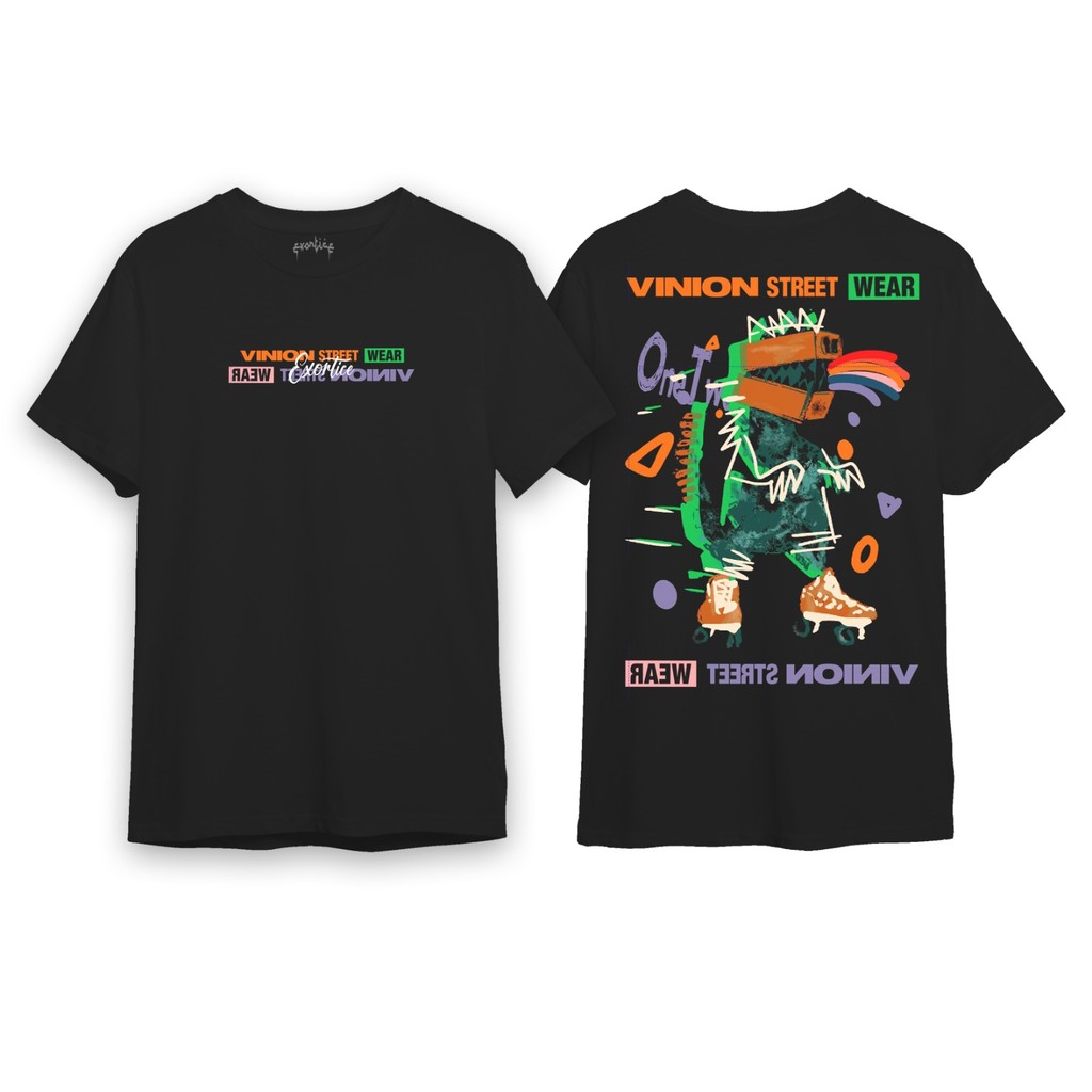 Kaos Exortice - Street Safari T-Shirt Distro exortice Sablon Hitam Katun - Oblong, Baju, Combed, Wan