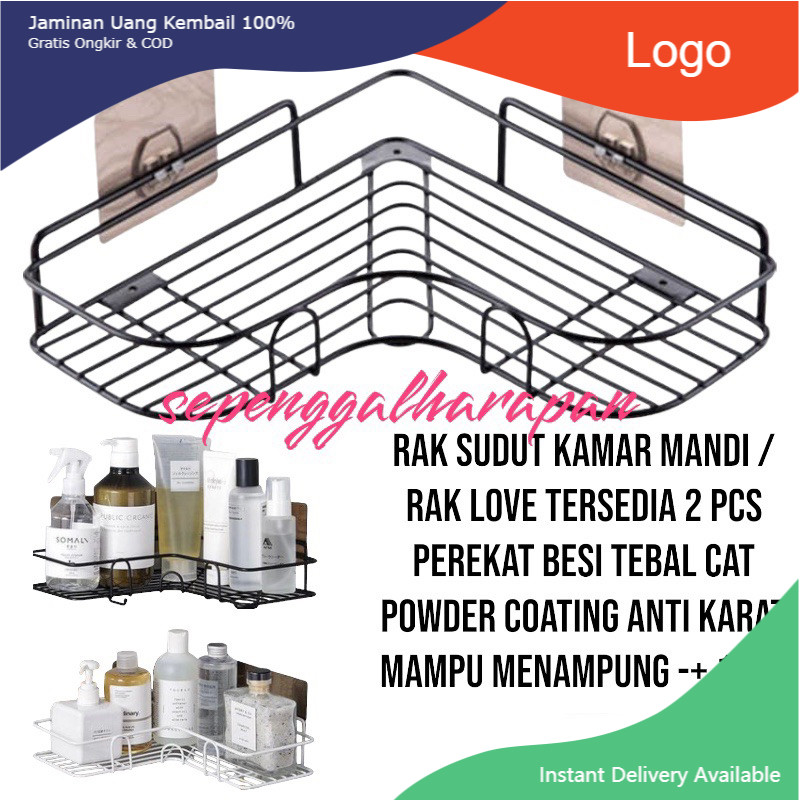 Rak Sudut Kamar Mandi Tempel Dinding Keramik Rak Dapur Besi Serbaguna Tanpa Paku