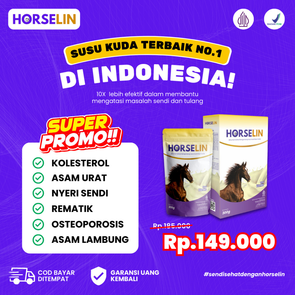

Susu Kuda Liar Horselin 1 Box 200Gram Atasi Nyeri Sendi dan Tulang