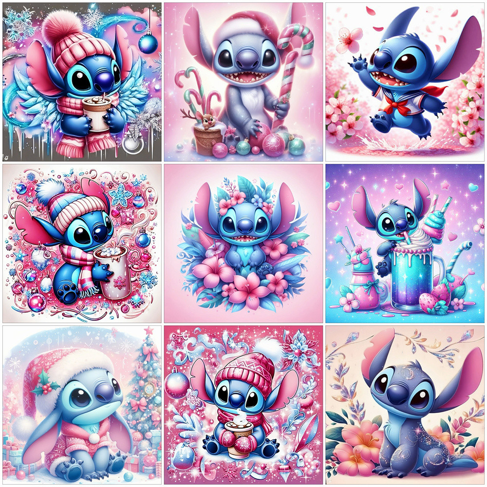 

Disney DIY Cartoon Acrylic Paint By Numbers Lilo Stitch Craft Kits Oil Painting By Numbers Winter Christmas Gift Decor For Home