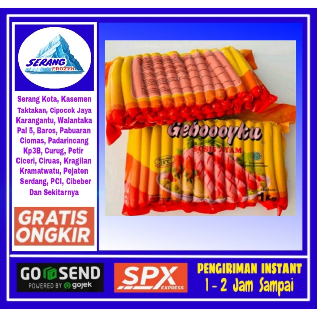 

Sosis panjang, 1 Kg Sosis Ayam Gebooyku Long, Serang Frozen