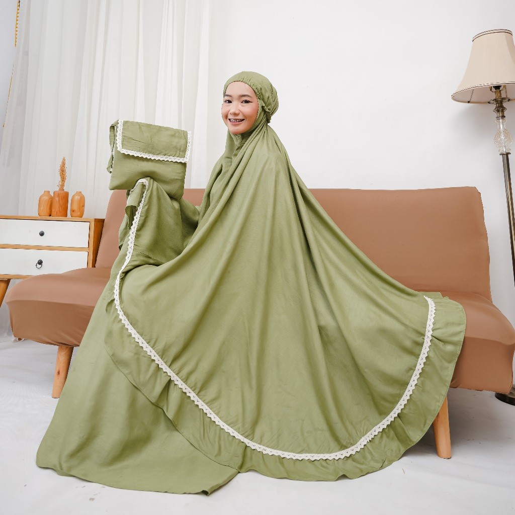 KAIN ADEM / Mukena Polos Renda Ruwaida Rayon Bali Dewasa Jumbo