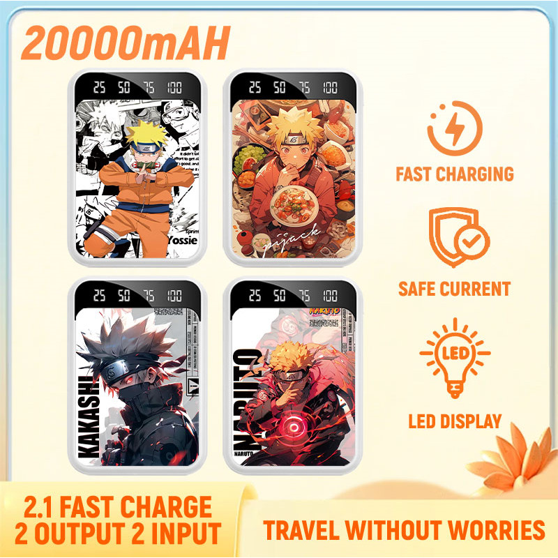 Mobile PowerBank 20000mAh Fast Charging Colorful Manga Naruto Mini Travel Hassle-Free Input Port Typ