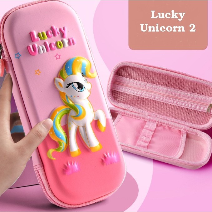 

[New Collection Kids] Tempat pensil Kotak pensil 3D Timbul Hardcase Hardtop Waterproof MURAH - Lucky Unicorn 2