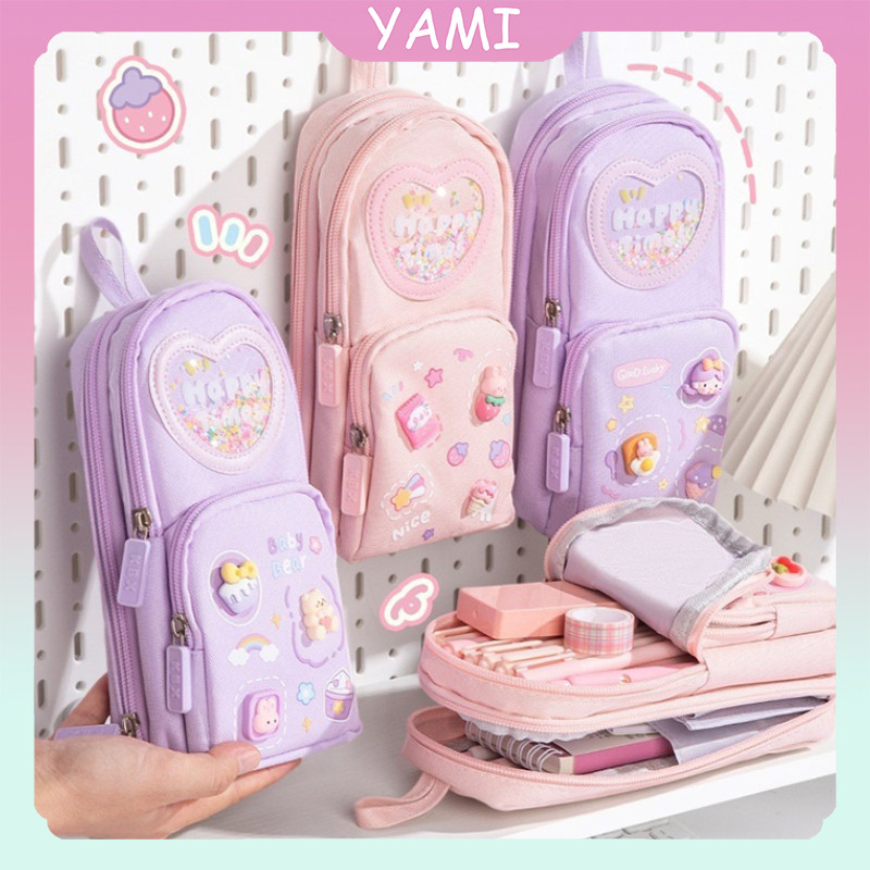 

(Ready)Tempat Pensil Kotak 3D Anak Perempuan Lucu / Kotak Pensil Kanvas 6 Ruang / Tempat Pensil Kapasitas Besar