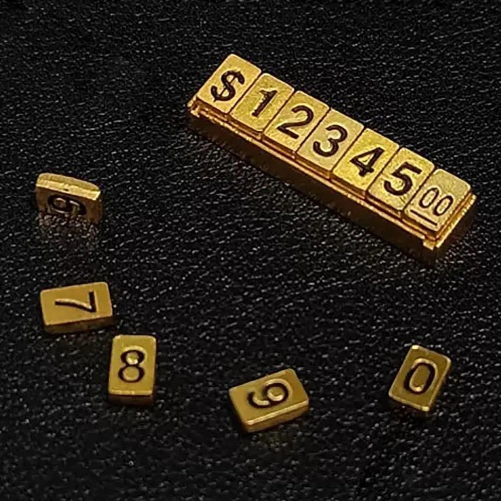

13Pcs/Set Gold Combined Price Tag Adjustable Number Signs Cube Dollar Currency Symbol Jewelry Store Price Display Tag With Base