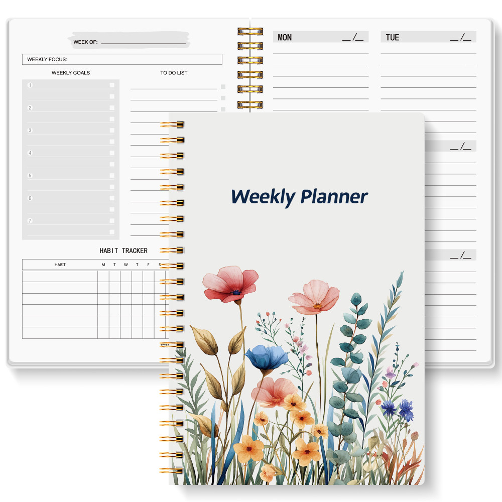 

1Pc Notebook for Weekly and Daily Plans, Spiral Bound, with a Colorful Minimalist Cover, Academic Appointment Calendar, 52-Week