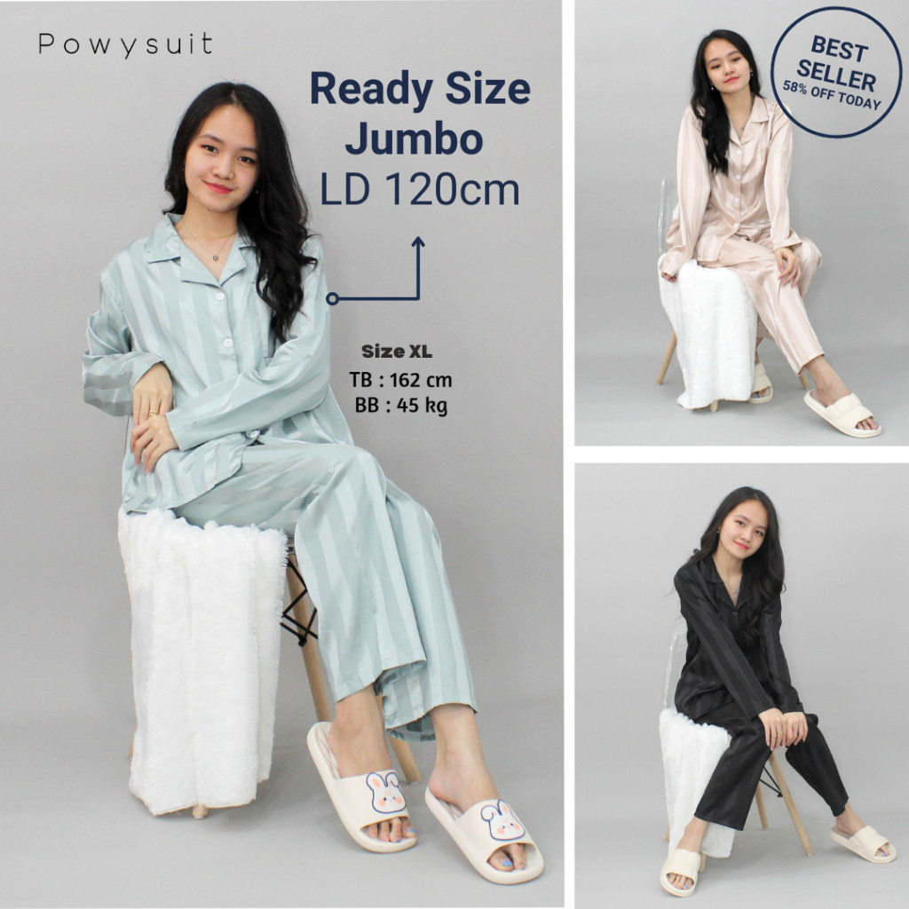 BAHAN PREMIUM / YX Laurencia Piyama Satin Powysuit Baju Tidur Wanita Dewasa Lengan Panjang Celana Pa