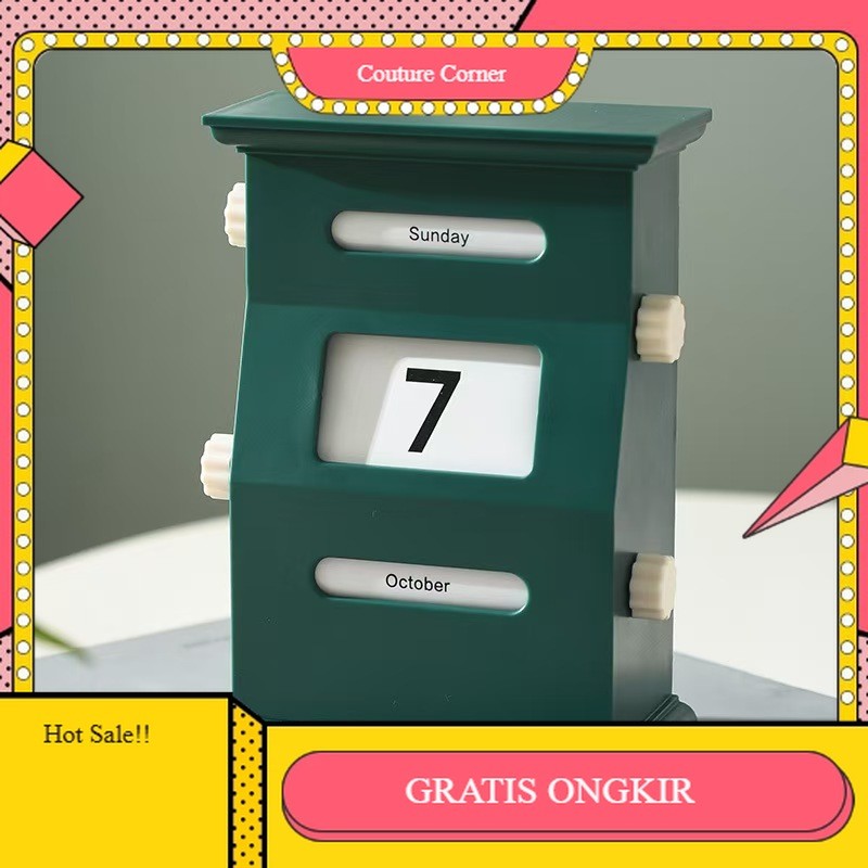 

【CORNER1】PROMO!! Kalender Putar Retro Hiasan Meja Perpetual Calendar Permanen Calender Desktop Kalender