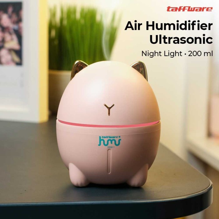 

Cat Air Humidifier Ultrasonic Night Light 200ml - DDM-1 - Merah Muda