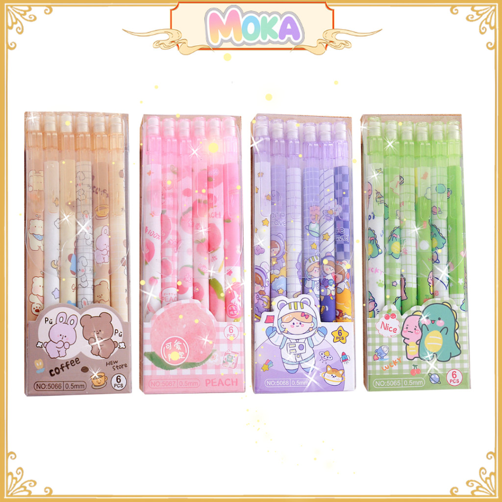 

MOKA 1 Set 6Pcs Pensil Mekanik 0.5 Mm Dan Penghapus Gambar Kartun Lucu MKP32