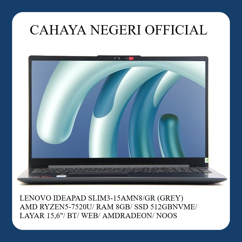 PROMO LAPTOP Lenovo Ideapad Ryzen 5 7000 Series RAM 8GB SSD 512GB Finger Print FREE TAS + INSTALL TY