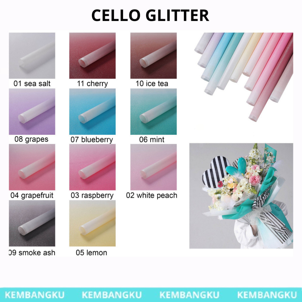 

(Lembaran)Kertas buket cellophane glitter flower wrapping
