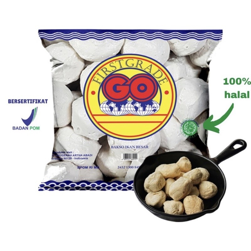 Frozen food go bakso ikan besar ISI 27-30 500GR makanan instan scallop sosis nugget bpom halal resel