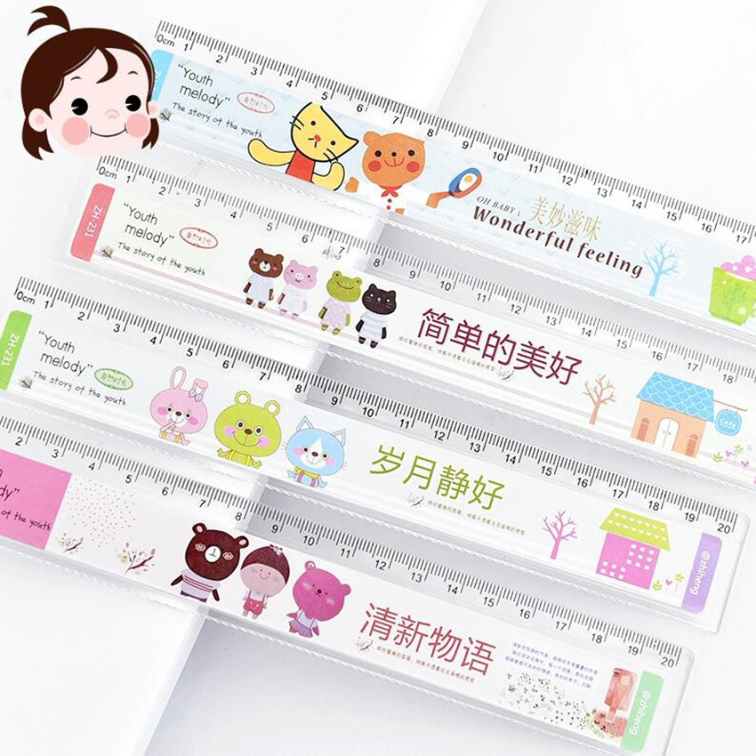 

1 PC Love Mini Ruler Learning A Good Helper 20 Cm Children's Favorite Cartoon Straight Ruler Study Measure Stationery