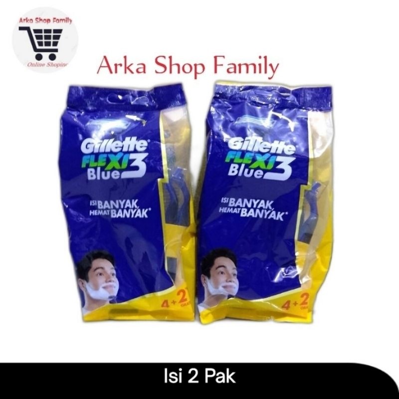Paket Isi 2 Pak - GILLETTE Blue 3 Flexi Isi 6 Razor Pisau Cukur