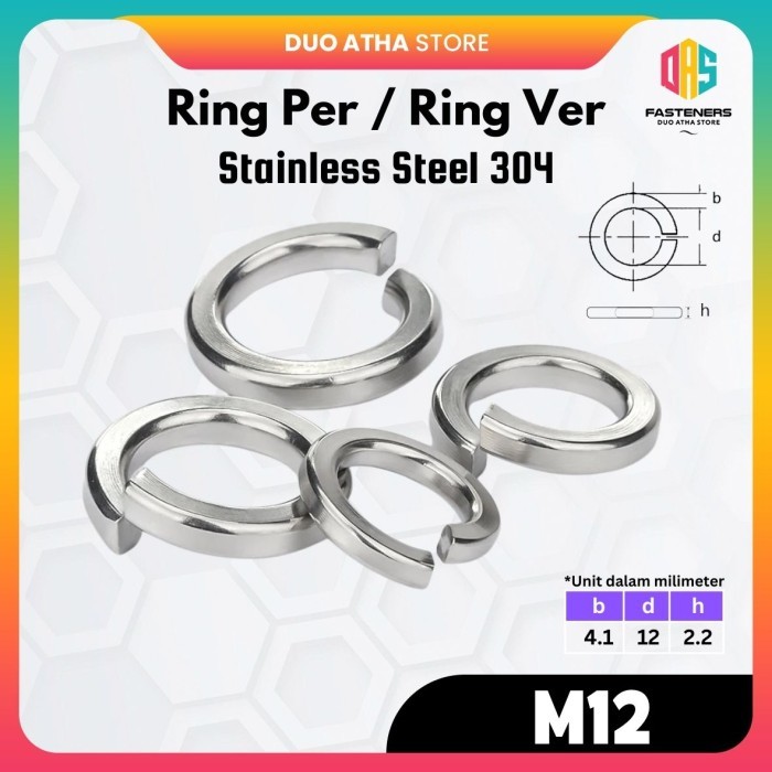 M12 Ring Per Stainless / Ring Ver M12 / Spring Washer M12 Stainless Steel SS304