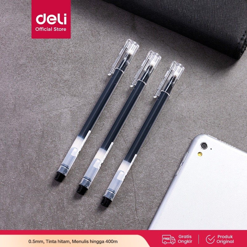

Aceh | Deli Gel Pen / Pulpen Gel 0.5mm Tinta Hitam Isi 1 pcs Tinta 2 Kali dari Pulpen Biasa A127 1 pcs