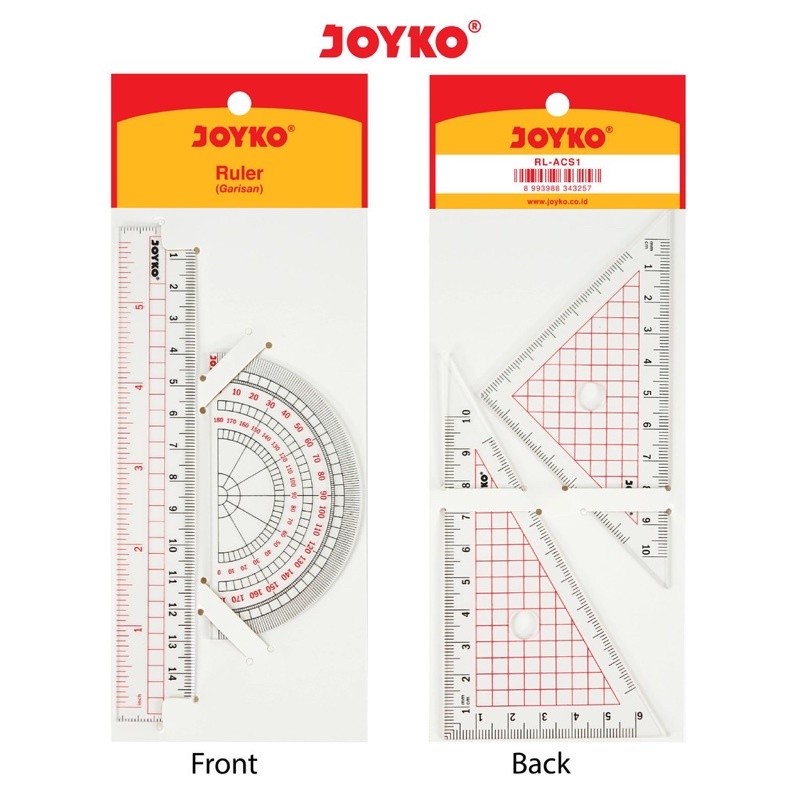 

Acrylic Ruler Set / Pengaris / Busur Joyko RL-ACS1 / 1 SET 4 PCS