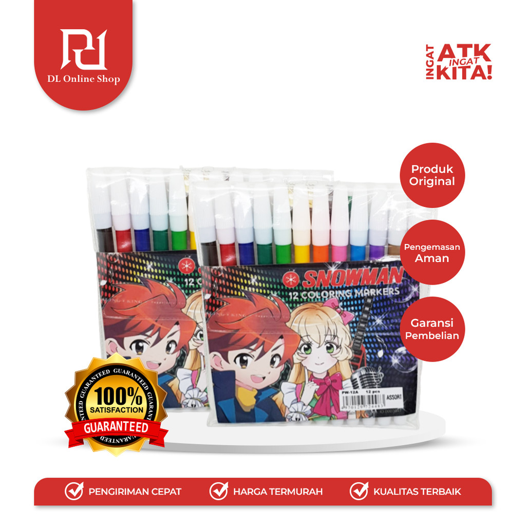 

SNOWMAN SPIDOL WARNA/ COLORING MARKERS PW-12A (1SET)