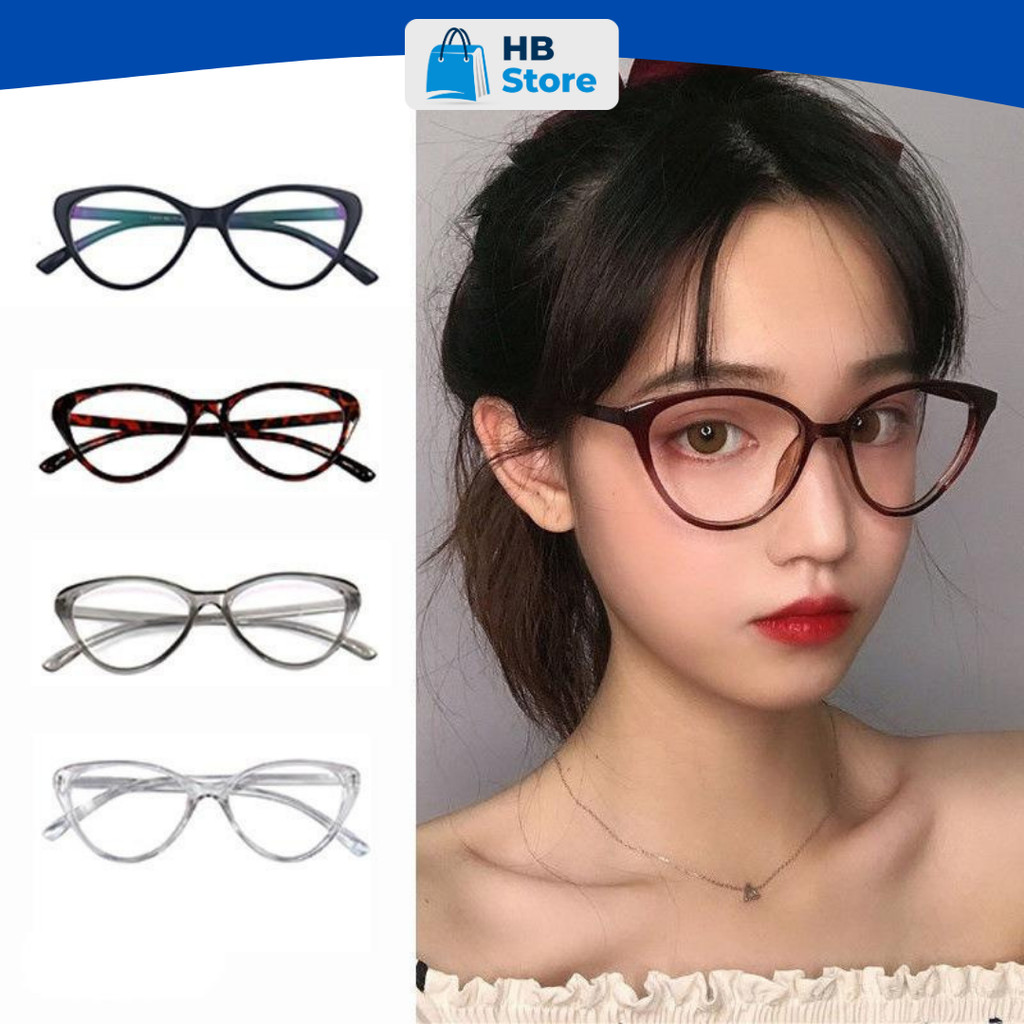 (HB) ORI GARANSI Kacamata Minus Anti radiasi model Cat Eye Kacamata Korea wanita fashion retro Cat e